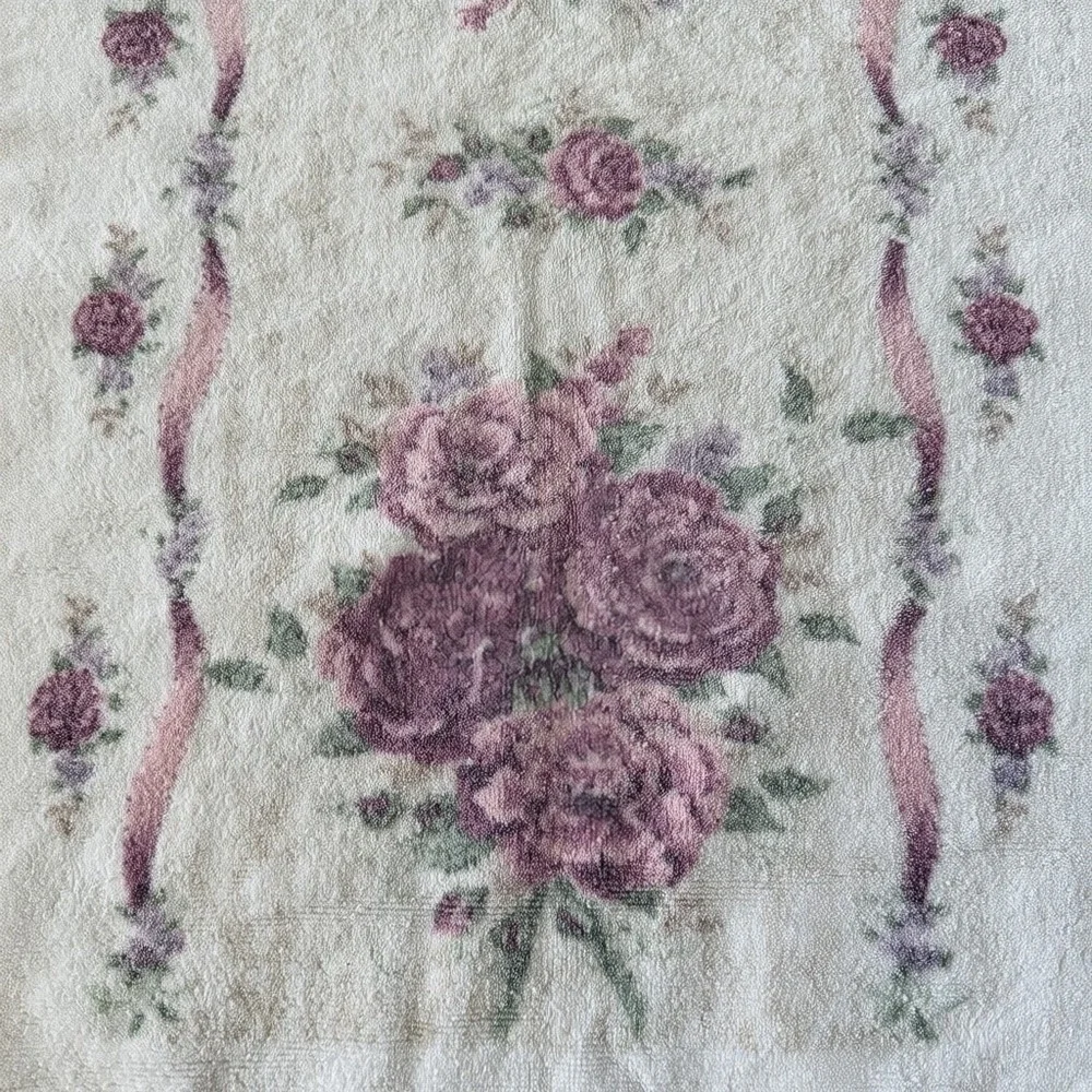 Vintage Glynna Turley Rose Floral Hand Towels 100 % Cotton Set 2‎ Cottagecore